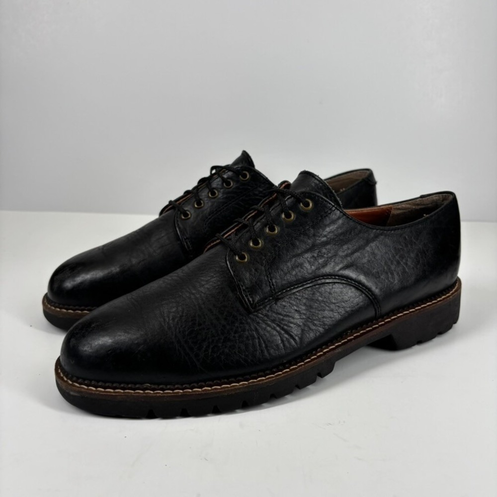 H.S. Trask Gallatin 1002 Men's US 9M Black Bison Leather Plain-Toe Derby‎ Shoes